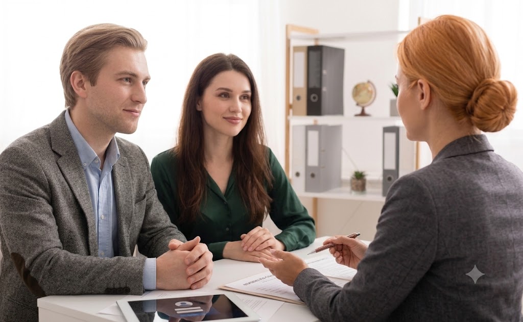 Attorney Anna Tsibel meeting with a client for an immigration consultation